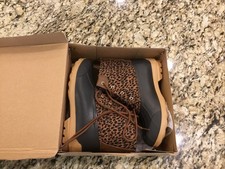 NWB Sperry Port Boot Tan Leopard Girls Size 5M 