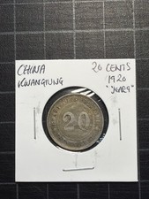 China Kwangtung Silver 20 Cents 1920 Year 9 Hairlines