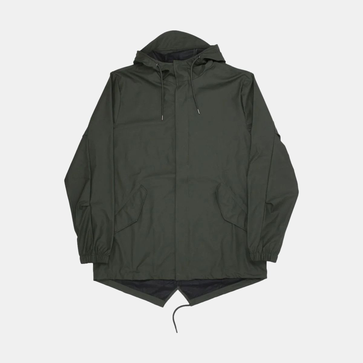 Rains Fishtail Mid-Length Jacket for Men in Green Polyurethane Size L
