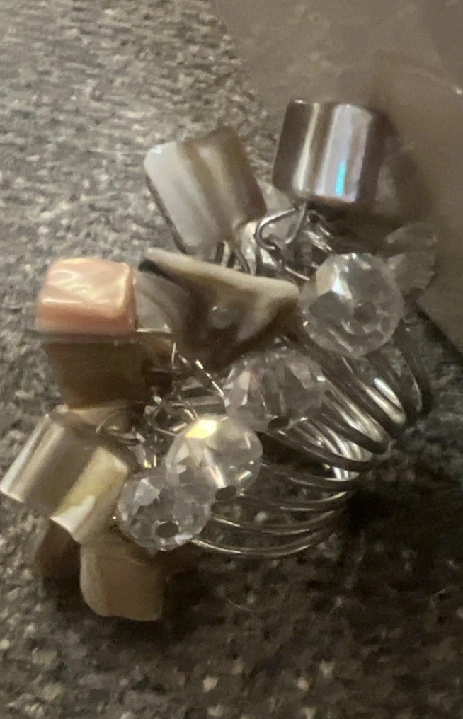 Multiple Thin Silvertone Bands With Cluster on To… - image 4