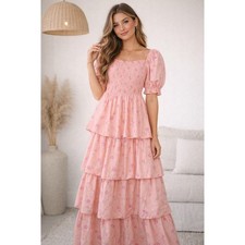 LoveShackFancy Target Pink Floral Smocked Tiered Maxi Dress XXS Cottagecore