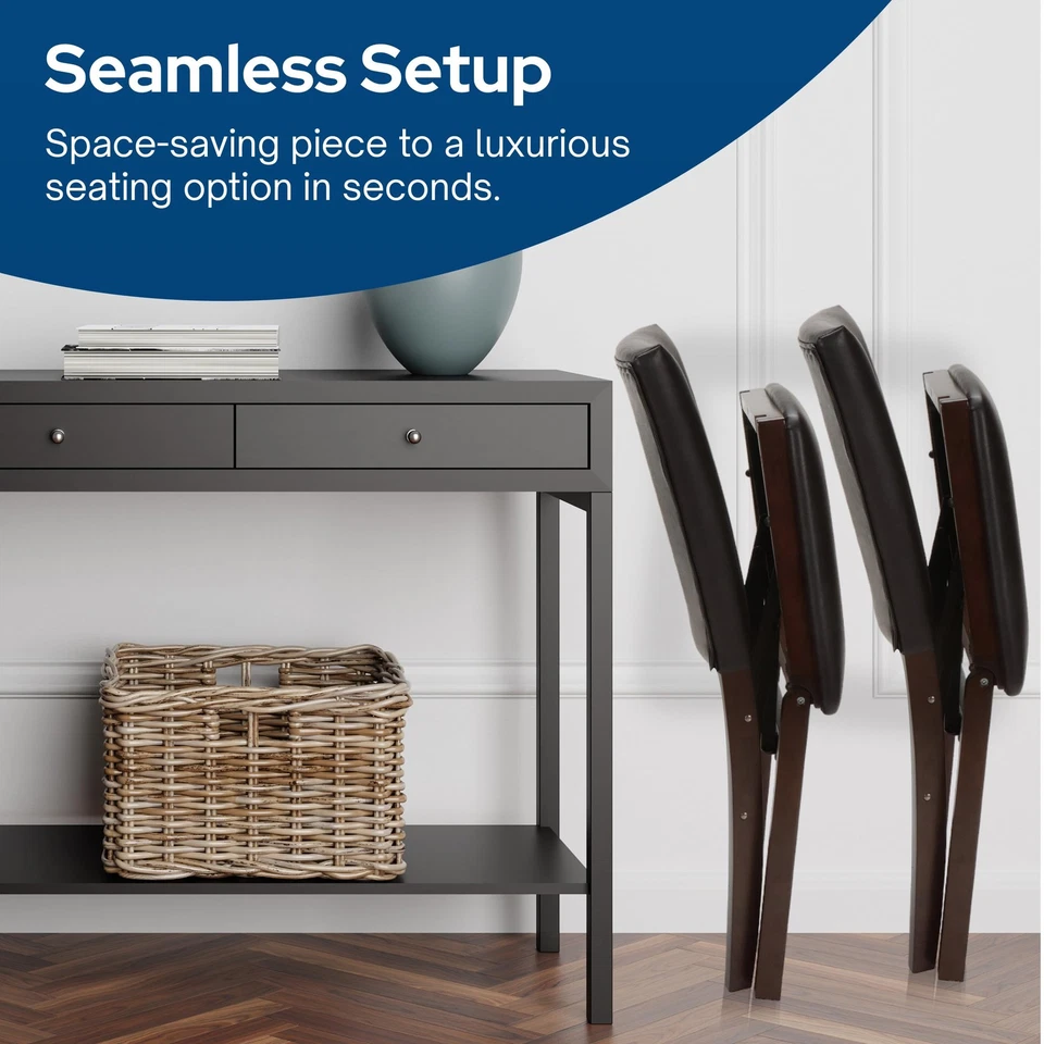 Silla Plegable STAKMORE Parson’s Acabado Cuero Adhesionado Espresso, 16D x 17W x 3... Foto 3 de 4