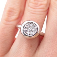 925 Sterling Silver Round-Cut C Z Modernist Ring Size 5.75