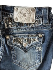 Miss Me Jeans Women  s 28 Blue Relaxed Boot Embellished Flap Pockets X 32  