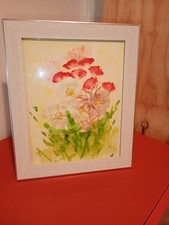 original watercolour abstract flowers in 24.5 x 29.5 cm frame with glass front