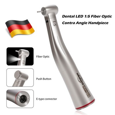 Dental Winkelstück Handstück mit Licht 1:5 Rot Glasfaser Contra Angle