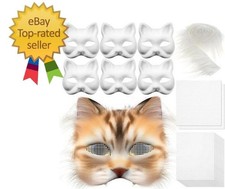 Therian Mask Kit Blank Cat Mask with Felt Fabric Sheet Plush Faux Fur Eye Me