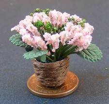 Dolls House Pale Pink Flowers In A Woven Basket 1:12 Scale Garden D1278 tumdee