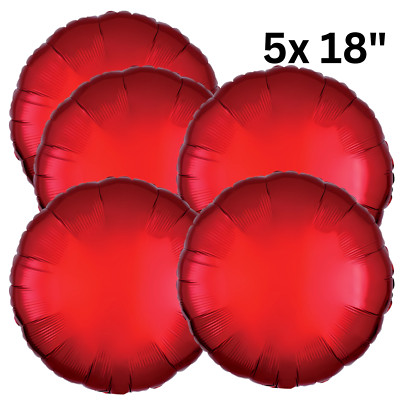 Balloons Red Metallic 18'' Foil Helium 5 Count
