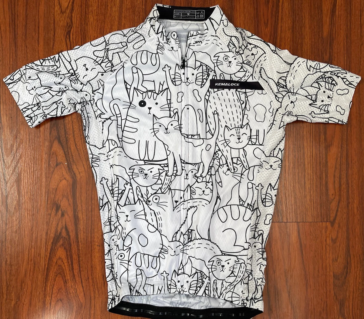 Kemaloce Cat Print Cycling Jersey Bike Riding Jersey Bicycle Racing Cats