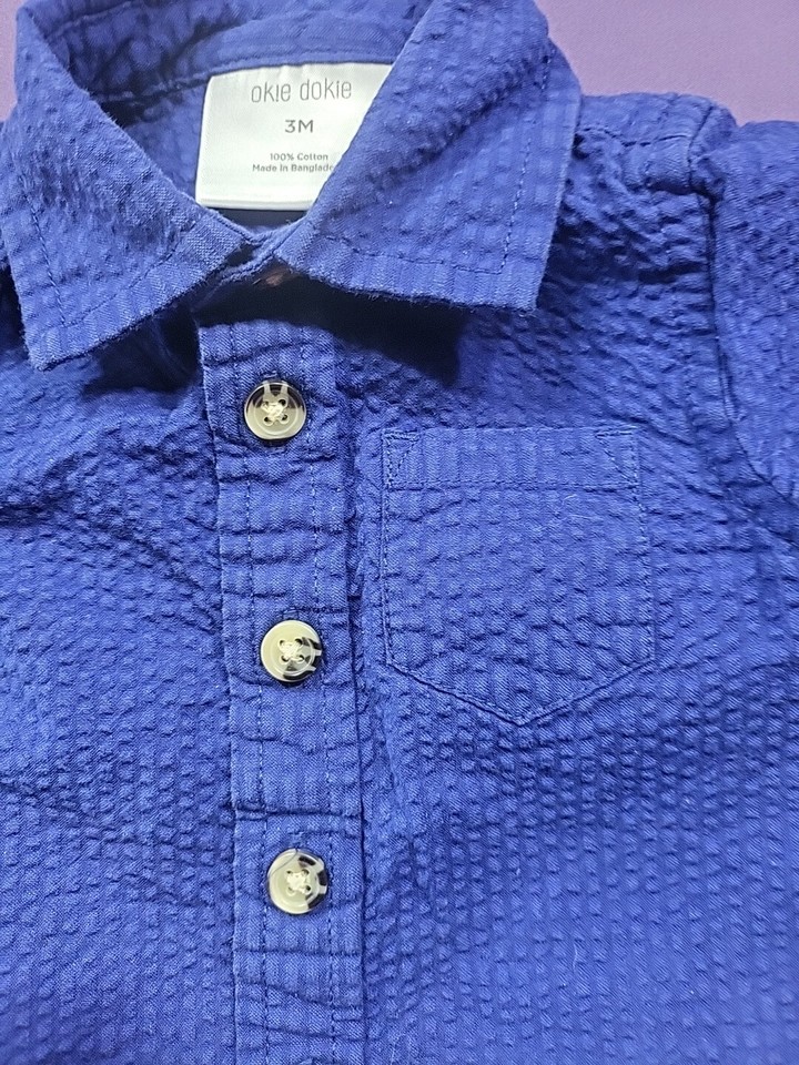 Carters+Baby Outfit 3 months Seersucker shirt collared buttons twill