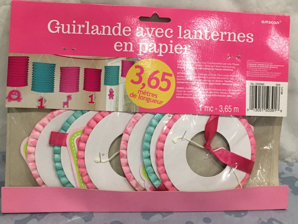 Suministros/decoraciones para fiestas de primer cumpleaños - linterna/guirnalda de papel 12 pies nuevo Foto 4 de 4