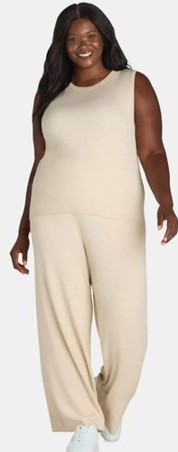 Ribbed Beige Sweater Tank Top Wide Leg Pant SET 3X (20) Ribbed Soft Comfort (T12 - 第 1/4 張圖片