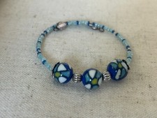 Polymer Clay Bead / Seed Bead Wrap Bracelet 23018 - Blue