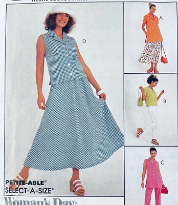 MCCALL'S PATTERN 8737 DESIGNER 3 HOUR TOP PANTS SKIRT PETITE-ABLE SZ 12-16 UNCUT