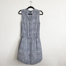 Hillary Radley Size 4 Blue Sleeveless Blouson Drawstring Waist Dress Officecore