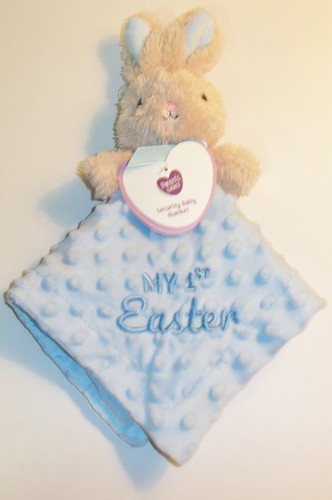 MY 1st Easter Blue Bunny Baby Boy's Rattle Security Lovey Baby Blanket NEW - 第 1/3 張圖片