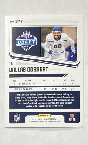Lote de cuatro tarjetas de novato Panini Dallas Goedert 2018 Philadelphia Eagles RC - Imagen 9 de 9