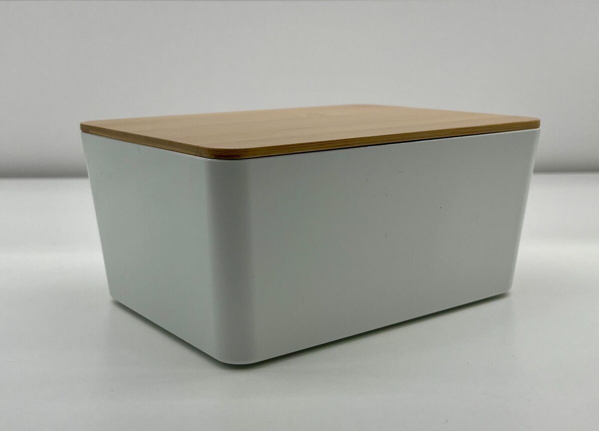 Brand New IKEA KUGGIS White Box w/ Bamboo Lid 13x18x8 cm Brand New IKEA KUGGIS White Box w/ Bamboo Lid 13x18x8 cm