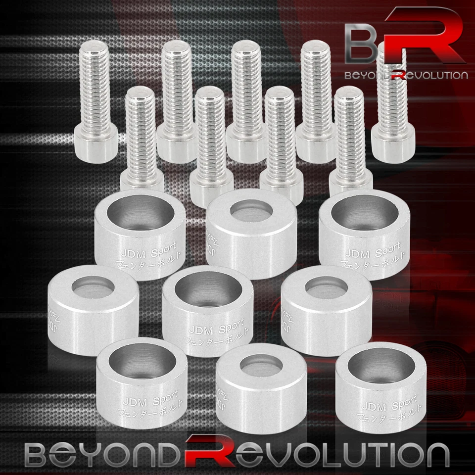 For Acura Honda JDM Silver 8MM Engine Header Cup Bolts Washer Kit - Image 3 of 3