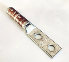 BURNDY YAZ2C-2TC14E2, 2-Hole Compression Lug, 2 AWG, 1/4" Stud, Brown Die