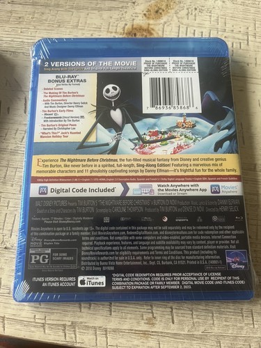 The Nightmare Before Christmas Sing-Along Edition (Blu-Ray/DVD, 2-Disc, 2018) - Picture 2 of 2