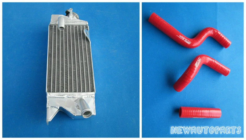 Radiador y manguera de aluminio azul para Kawasaki KX80 KX85 KX100 2001-2009 05 06 07 08 Foto 2 de 4