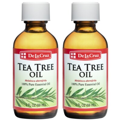 De La Cruz  100% Pure Australian Tea Tree Essential Oil, 2 FL OZ  (2 BOTTLES)