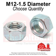 M12-1.5  Class 8 Finished Hex Nut Zinc Clear Fine Thread (Pick Quantity)