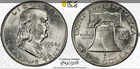 :1954-D 50C FRANKLIN HALF DOLLAR PCGS UNC-DETAIL NEW SLAB CLEAR & BRIGHT COIN