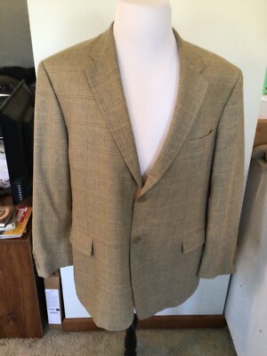 Chereskin Sport Coat Jacket Size 48R ( runs big-50R)  Brown Plaid Silk Wool  Bl