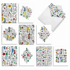 20 All Occasion Cards (10 Designs, 2 Ea) - Tropical Botanicals  AM7174OCB-B2x10