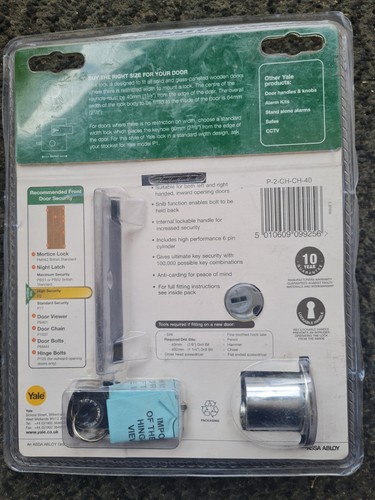 YALE Lock 40mm Backset Chrome Finish Nightlatch High P-2-CH-CH-40 - Picture 2 of 2