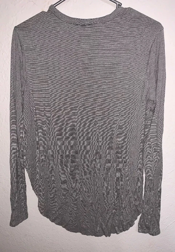 Top Melrose & Market Manga Larga Talla S Negro Blanco Rayas Alto Bajo Foto 2 de 4