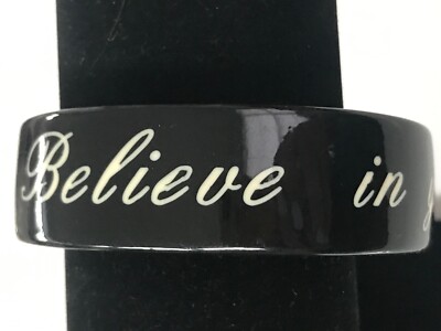 Chunky Black Plastic Resin Be Positive Believe In Yourself Domed Bangle Bracelet