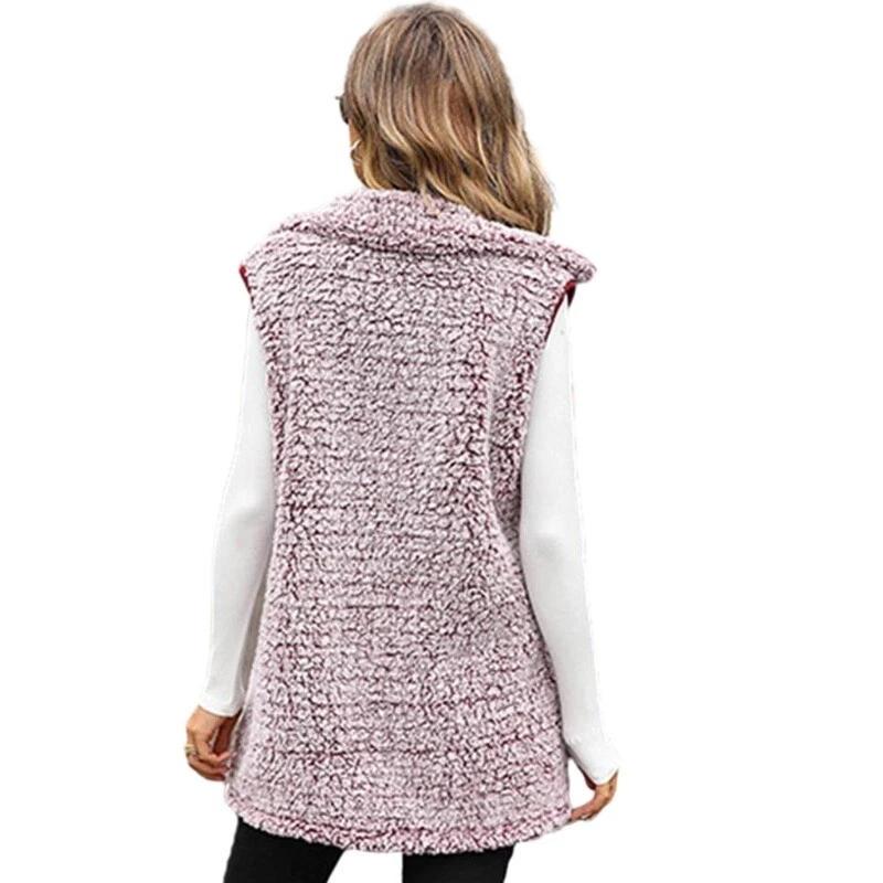 Women s 2023 Winter Casual Sherpas Fleece Vest Fall Warm Button Down Vest - image 2 of 4