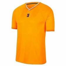 Nike Court Breathe Slam Crew Tennis Shirt Sundial/White Size Medium CK9799-717