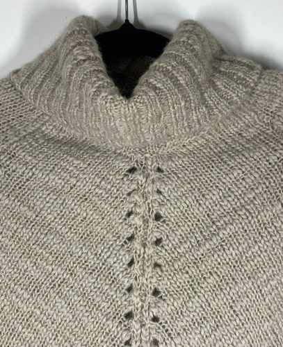 SPORTSCRAFT Womens Wool Blend Oatmeal Brown Jumper Cape Poncho Cosy Size M-L - Picture 2 of 6