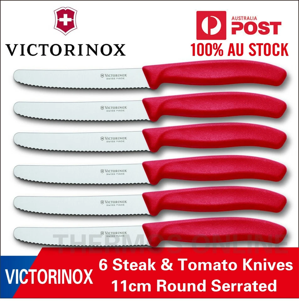 Genuino 6 X Victorinox Swiss 11CM Cuchillos para carne dentados, tomate, cuchillo para salchichas Foto 3 de 4