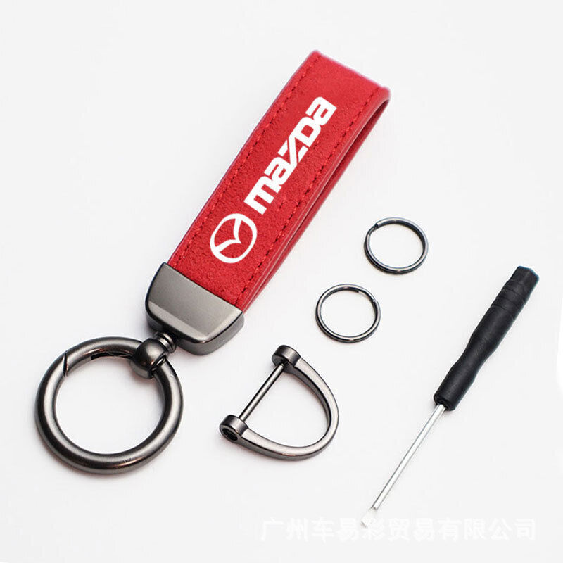 Suede Red Leather Key Chain Ring Keyfob for Mazda 3 6 9 CX-5 CX-7
