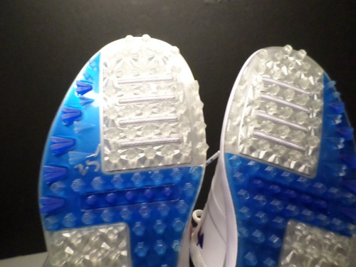 Under Armour Performance Spikeless Women's size 7 White Blue Leather Golf Shoes - Picture 7 of 9