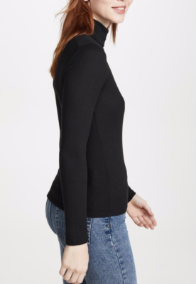 MADEWELL WOMEN'S BLACK LONG SLEEVE FINE RIBBED TURTLENECK TOP Sz