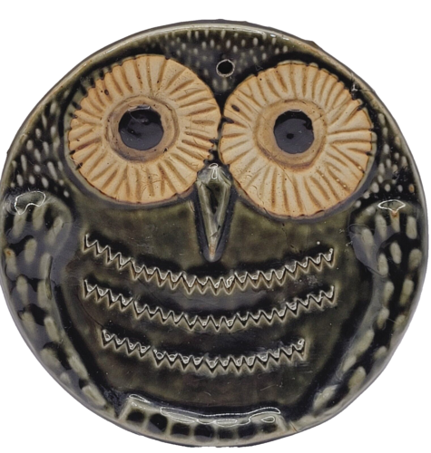 Owl Art Pottery Sculpture Plaque Wall Hanging Trinket Dish Decoration MCM Japan - Picture 3 of 16