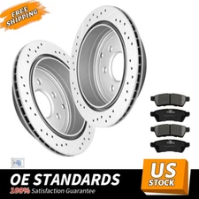 Rear Drilled Disc Rotors Ceramic Brake Pads for Nissan Frontier Xterra Equator