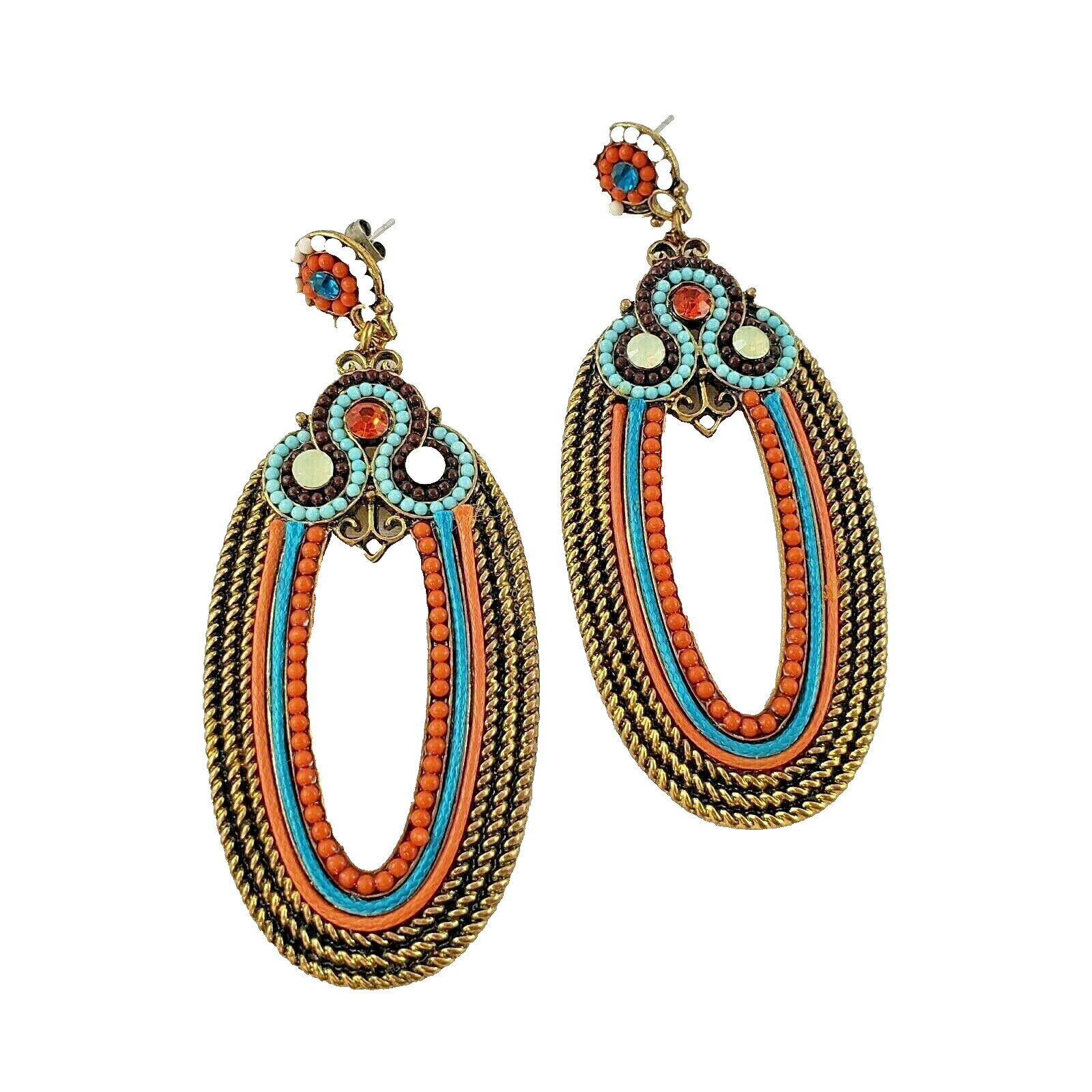 Earrings Studs Posts Oval Drop Dangle Bohemian Hi… - image 1