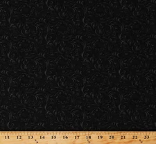 Cotton Black Floral Flowers Tooled Leather-Look Western Fabric Print BTY D303.27