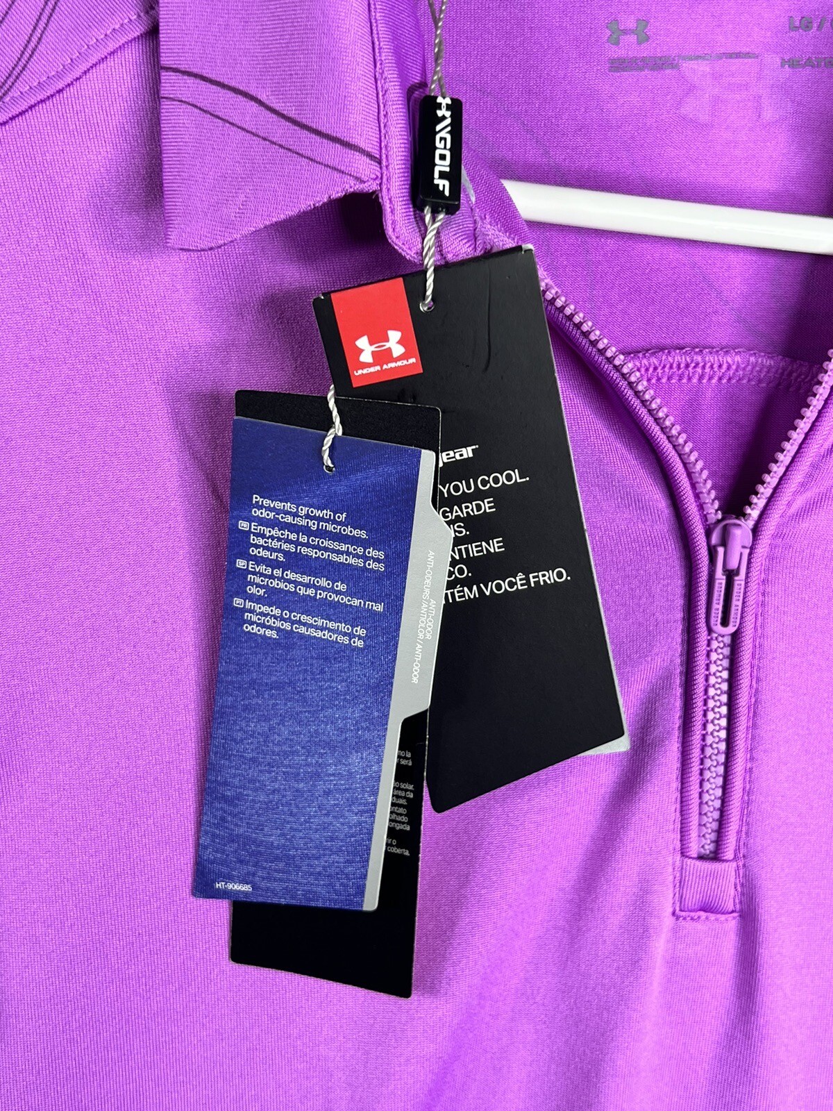 NWT Womens Sz L Purple Under Armour Heat Gear 1/4 Zip Golf Pullover Short Sleeve thumbnail 5