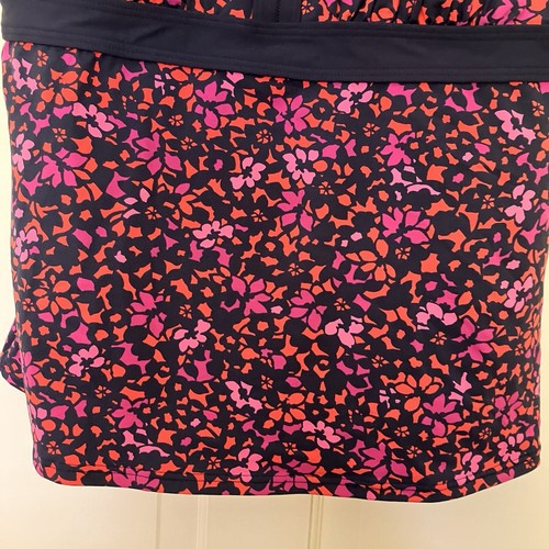 Lands End Keyhole High Neck Tankini Top Pink Palm Size 14D Excellent Condition - Picture 4 of 7