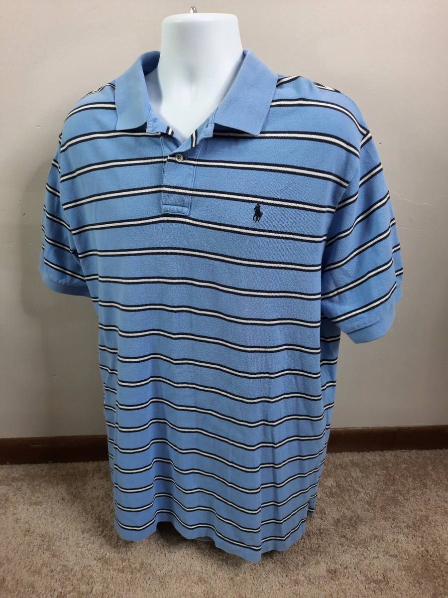 S2S Ralph Lauren Men's Cotton Blue Striped Pony Logo Polo