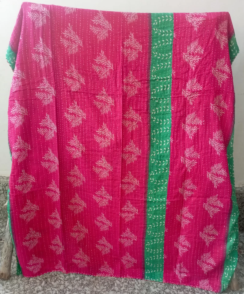 Винтажное индийское хлопковое покрывало ручной работы Kantha Quilt Throw Ralli Gudari - Изображение 2 из 2